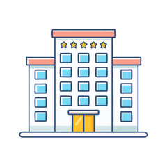Naklejka premium Cartoon style five star hotel or large corporate office building