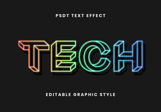 Colorful Neon Font Tech Glow Futuristic Text Effect