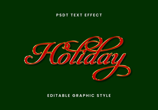 Red And Gold Christmas Font Script Glossy 3D Text Effect