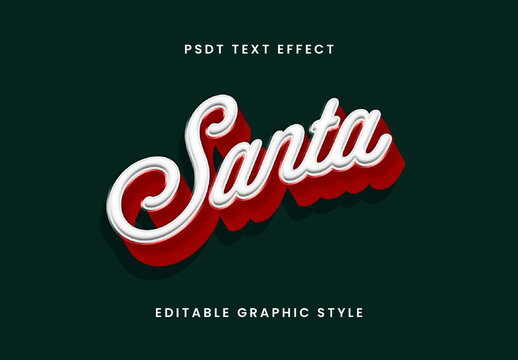 Red And White Christmas Font 3D Script Retro Text Effect
