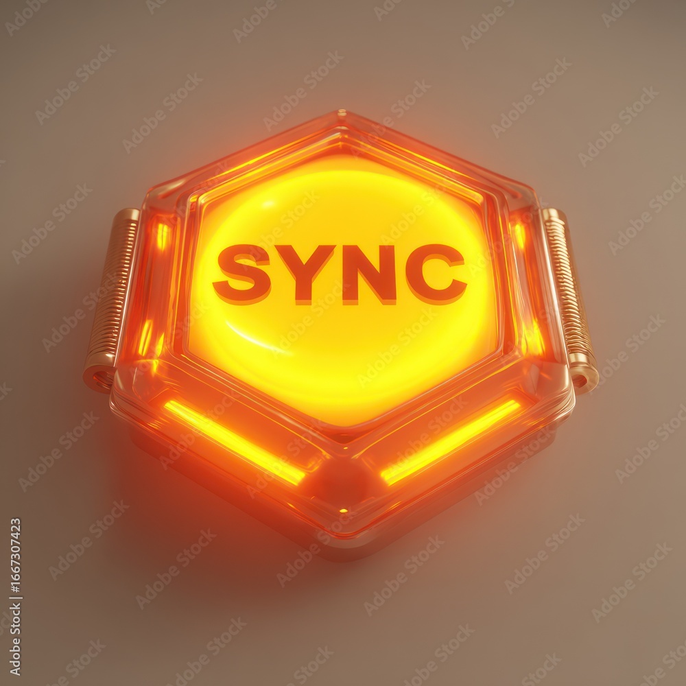 Poster glowing hexagonal button