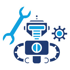 Collaborative Robot Flat Blue Icon