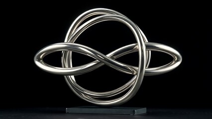 Fototapeta premium An abstract metallic sculpture symbolizing partnership, highlighted with studio lighting on a dark background.