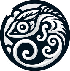 Black_and_White_Chameleon_Tribal_Vector_Illustration_–_Abstract_Ornamental