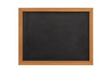 Empty blackboard with wooden frame on transparent background for educational purposes