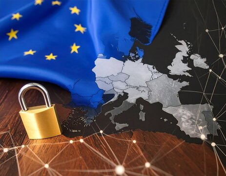 European Union Data Security and Digital Protection Concept.