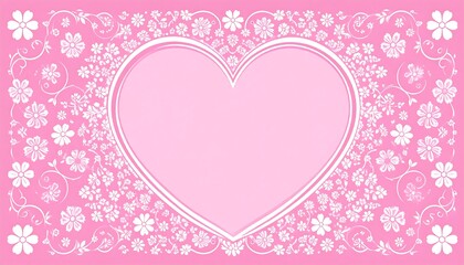 Pink heart frame with floral pattern