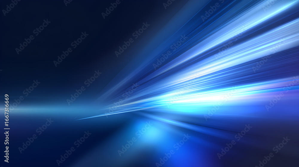 Poster blue beam and light glow in abstract line blur. trail, bright streak effect, flash and ray vector on