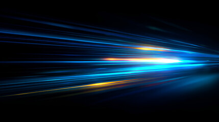 Blue beam and light glow in abstract line blur. trail, bright streak effect, flash and ray vector on colorful background highlight dynamic modern design and fast line motion.