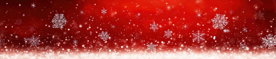 Red Background With Falling Snowflakes