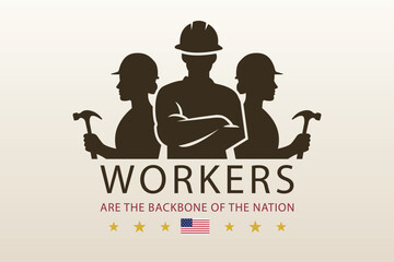 Workers Silhouette Labor Day Poster Background