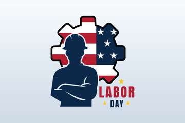 Labor Day Poster With Gear And Worker