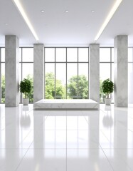 Fototapeta premium Modern minimalist lobby with marble accents