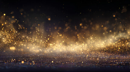 Fototapeta premium dust particles with glowing flare, sparkle shimmer and glitter dust cloud on white background, abstract golden light effect with bokeh rays and festive dust texture for design.