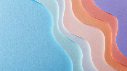 Minimalist background featuring layered pastel colored paper in soft hues, creating serene and calming visual effect