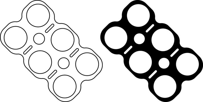 six pack rings or six pack yokes icon set