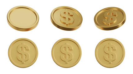 Six Gold Dollar Coins in Various Positions currency