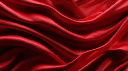 Obraz premium Luxurious red silk fabric with elegant folds and smooth texture, creating rich and vibrant appearance. Perfect for various design projects
