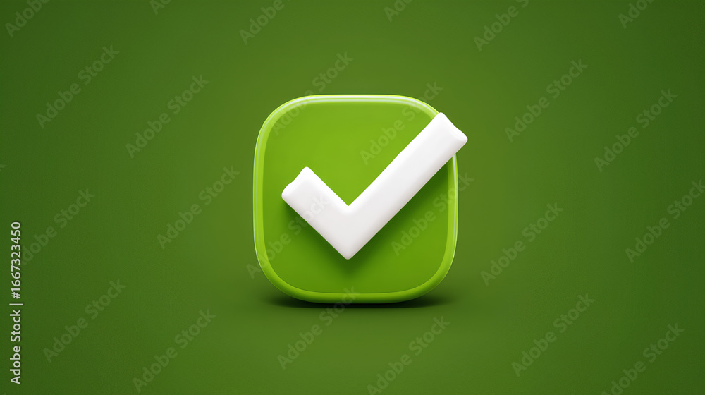 Poster green checkmark check mark icon checklist flat web app logo website ui design right tick ok illustra