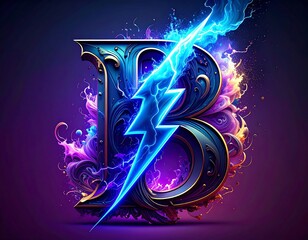 Bold, stylized letter "B" with lightning