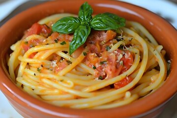 Delicious Spaghetti with Tomato Sauce and Basil
