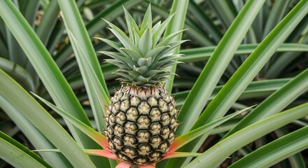 Fototapeta premium Pineapple Plant with Fresh Pineapple
