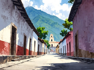 Narrow street in the old town art