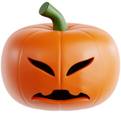 Grumpy Jack-o’-lantern with frowning face and tilted stem