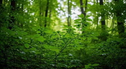 Fototapeta premium Lush green forest undergrowth