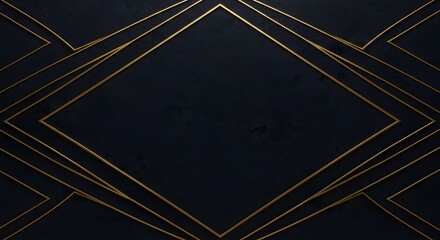Abstract Geometric Golden Lines: A captivating, digitally rendered art piece showcasing intricate golden lines weaving an elegant geometric pattern against a dark backdrop, ideal for design purposes.