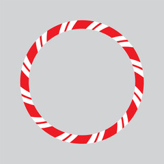 Striped circle icon. Red white rings. Abstract candy symbol. Vector circular pattern.