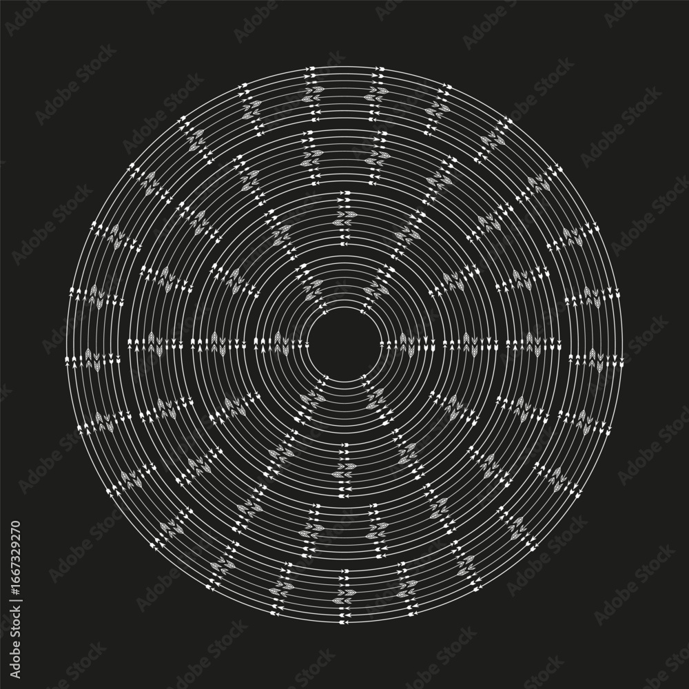 Poster circular line pattern. geometric spiral illustration. concentric motion design. vector abstract elem