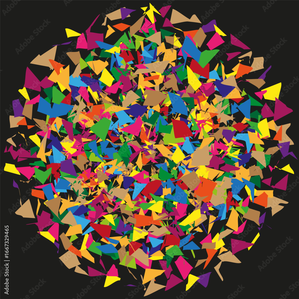 Poster abstract colorful geometric shapes. chaotic vector pattern. bright mosaic illustration. dynamic burs