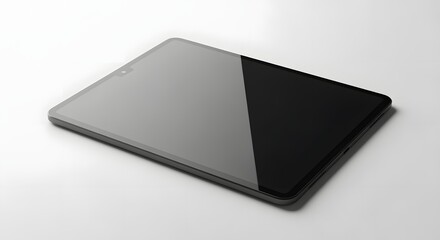 Sleek tablet resting on a white surface with a modern minimalist design aesthetic.