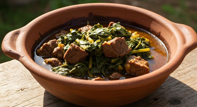 "Romazava Feast, Nationalgericht auf Holztisch"