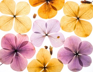 Pressed flower petals in pastel hues