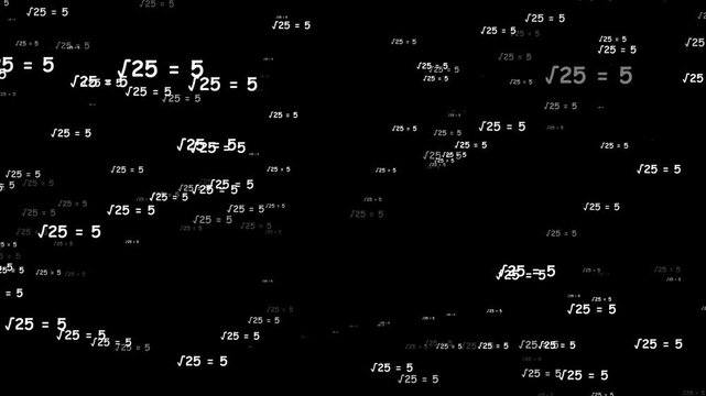 Mathematics Equations Flying on Solid Color Background. Zooming Math Formula Motion Graphic Loop. Flying algebra, geometry, physics, and calculus equations create a dynamic academic motion graphic.