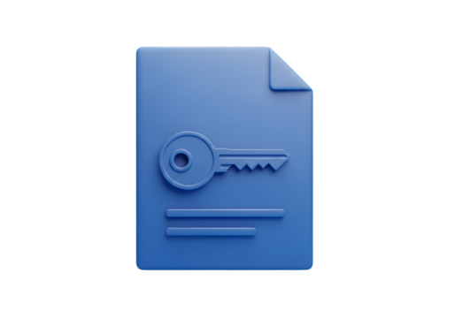 Secure document with key icon representing data protection and online privacy in a digital world
