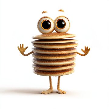 a funny character in the shape of a stack of pies generative ai
