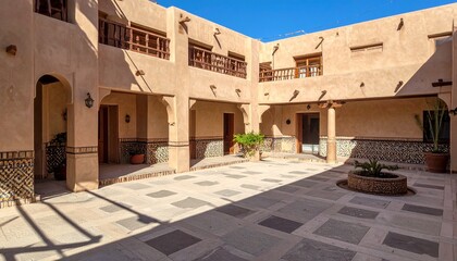 Naklejka premium Traditional courtyard architecture with arches and columns
