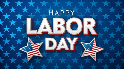 Obraz premium Happy labor day celebration with stars on blue background