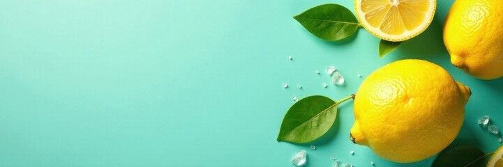 Sun-kissed lemons create a cheerful, teal backdrop Refreshing citrus design , fruit, green, fresh