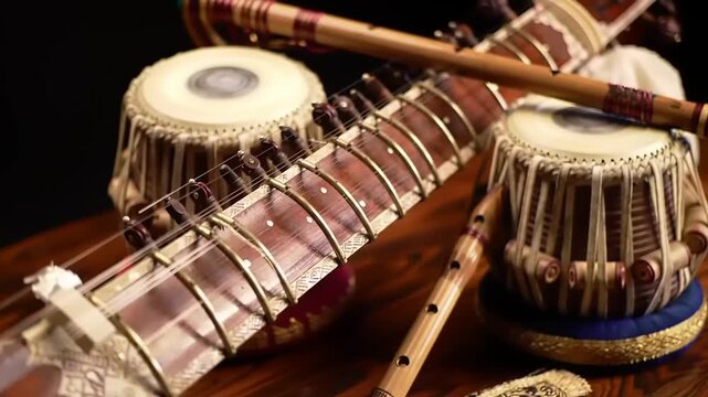 Sitar with Tabla, and Bansuri Indian Music.