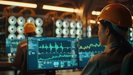 Bitcoin miners monitoring blockchain data analyzing market trends in a high-tech cryptocurrency mining farm reflecting digital currency growth and investments. - Powered by Adobe