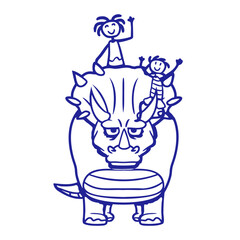 Triceratops Rider 2 Children Horns Dino Dinosaur Riding Funny