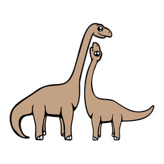 2 Brachiosaurus Long Neck Couple Love Friends Child Dad Mom