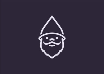 A simple minimalist Gnome logo in line style, symbolizing folklore, guardianship, and mythical charm