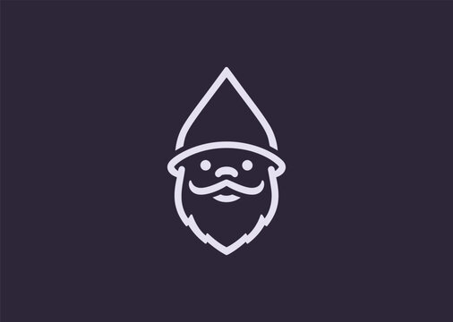 A simple minimalist Gnome logo in line style, symbolizing folklore, guardianship, and mythical charm