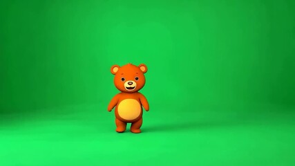 A teddy bear standing on green screen animated chromakey background gesture emotion backgrounds colorful frame movement design illustration figure scene cartoonish style depth motion