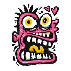 Fototapeta premium Bold cartoon face with humorous crazy look high resolution image